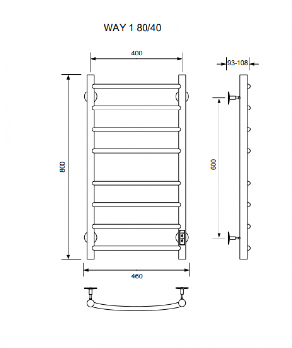 Полотенцесушитель WAY I 80/40 U (RAL9005 mat)