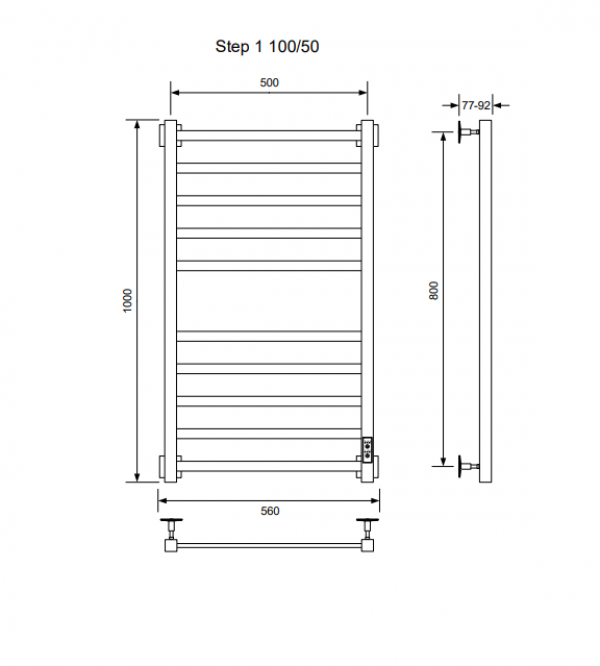 Полотенцесушитель STEP-1 100/50 U (RAL9016)