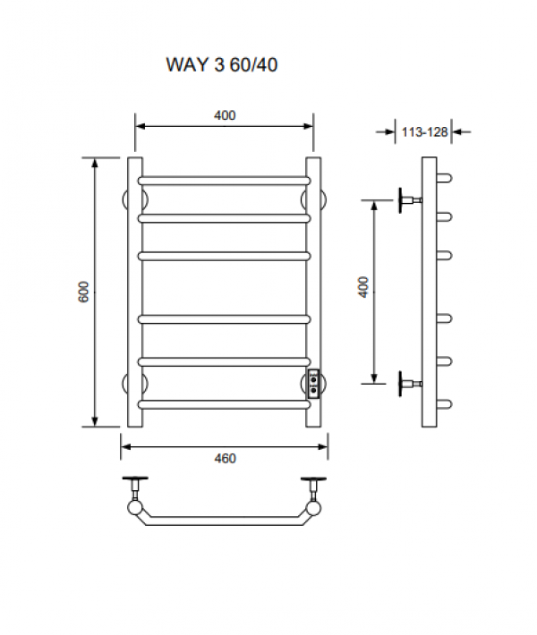 Полотенцесушитель WAY III 60/40 U (RAL9016)