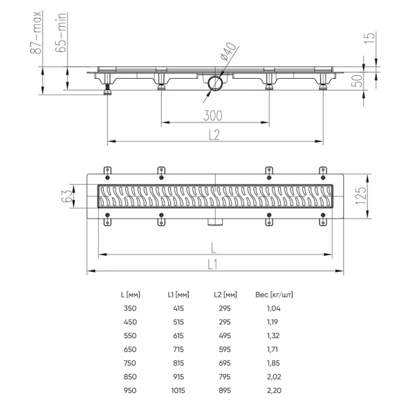 Душевой лоток Veconi Medium N 750